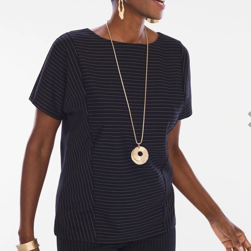 NWT Chicos PINSTRIPED PONTE TEESize 3